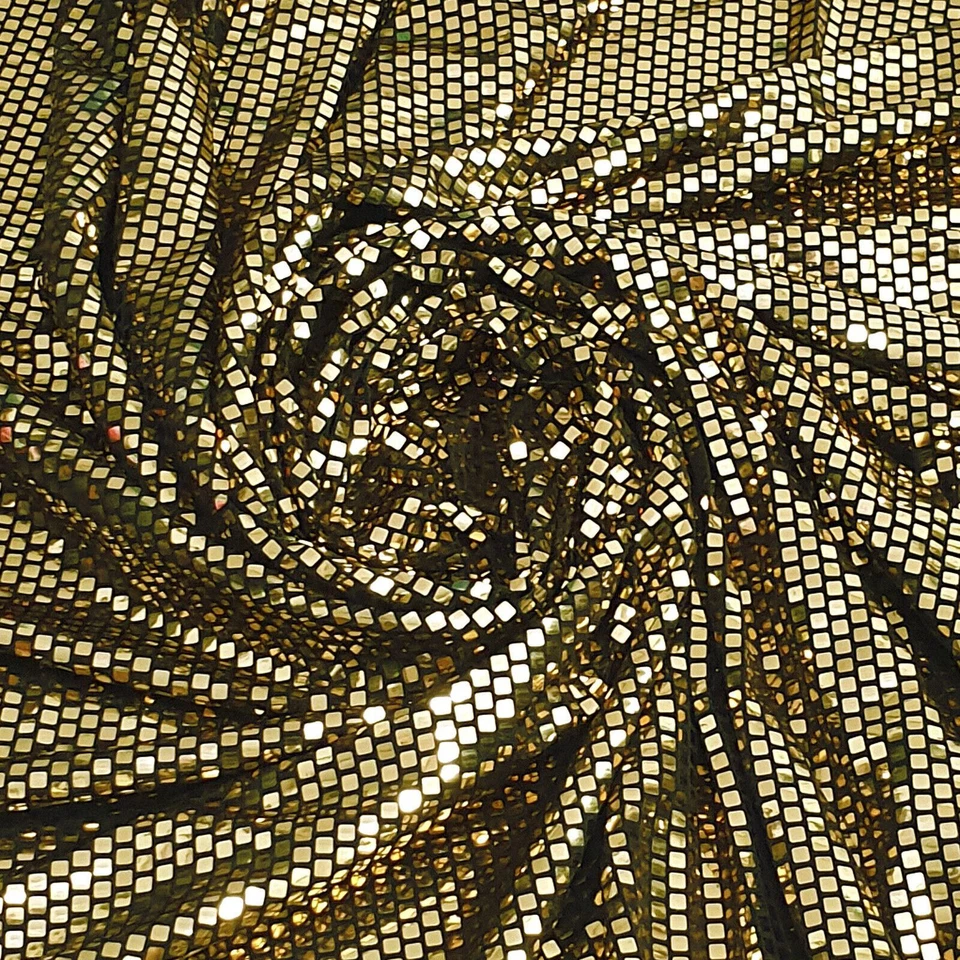 Square Mirror Sequin Metallic Stretch Spandex Fabric Dress Stage Club Dance 54"w - Image 3 of 4