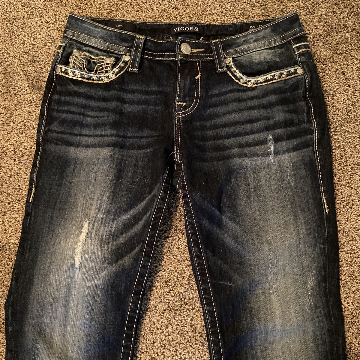 VIGOSS Jeans Women's Capris Size 5/6 Heritage Fit 27/26 Dark Wash