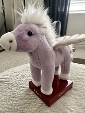 FAO Schwarz 2015 Purple White Pegasus Winged Horse Stuffed Animal Toy 8in