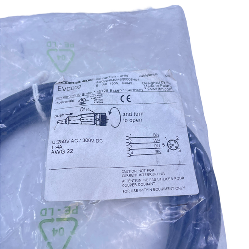 Ifm EVC002 Nschlusskabel Elektromotor für industriellen Einsatz 250V AC 300V DC - Picture 11 of 12