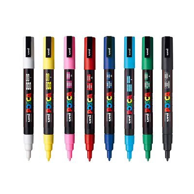 Mitsubishi Uni POSCA Paint Color Marker Pen Fine Point Set 8 Color Set PC-3M8C