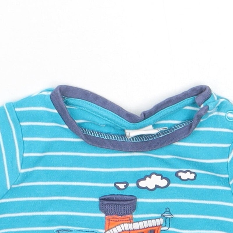 Mini Club Girls Blue Striped Cotton Blend T-Shirt Size 3-6 Months - b image 4