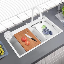 Kitchen Sink Stainless Steel Drop In Sink Topmount 31.5*18.11*8.66" Single Bowl