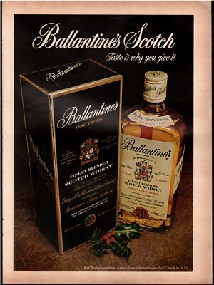 1974 Vintage ad Ballantine's Blended Scotch Whisky retro Bottle gift    03/15/23