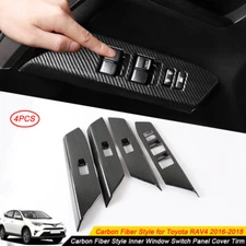 Inner Window Switch Panel Cover Tirm For Toyota RAV4 2014-2018 Carbon Fiber ABS