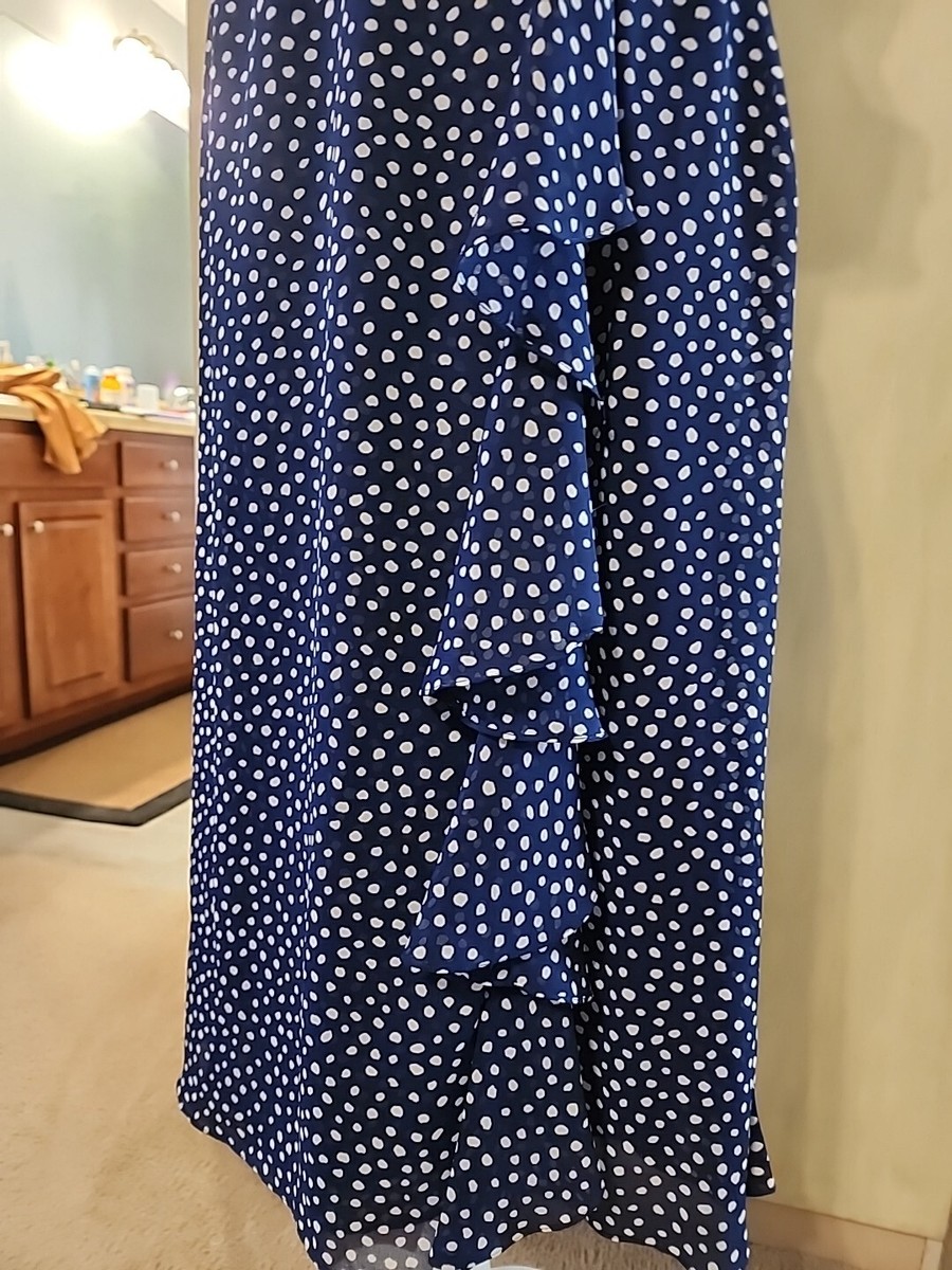 Vintage Kappi Blue White Pokadot V-neck Dress Size 4 Union Vintage Kappi Blue White Pokadot V-neck Dress Size 4 Union