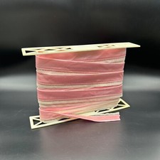 Vintage Pink Satin Ribbon Trim Edging Lingerie White Fabric Sewing Crafting READ