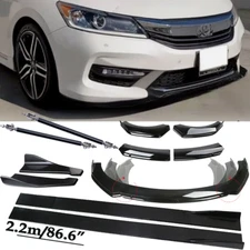 For 16-17 Honda Accord Front Bumper Lip Spoiler Side+Skirts+Rear Glossy Black