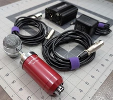 RED Neewer NW-1500 Microphone with Ohuhu 48V Phantom Power Supply & 8' Cables