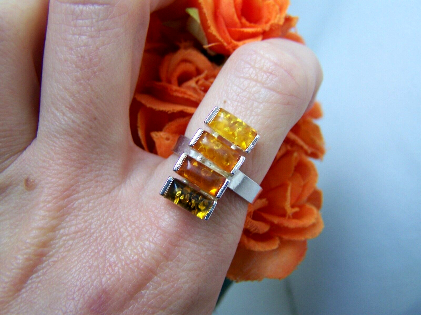 ABSTRACT MODERNIST 925 SOLID STERLING SILVER GREE… - image 2