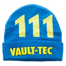 Fallout Vault 111 Vault-Tec Roll Slouch Knit Cuff Blue Beanie 