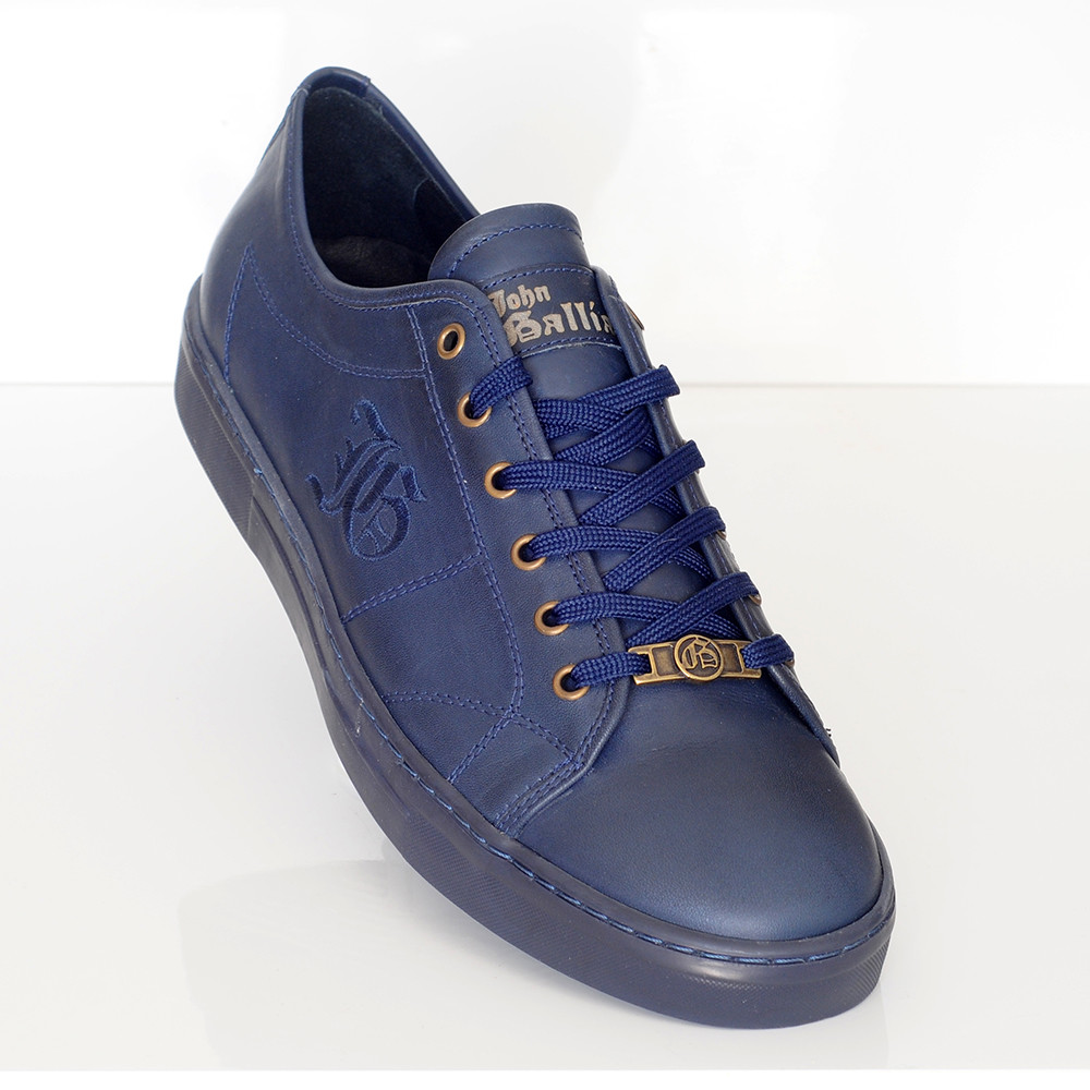 blue leather sneakers