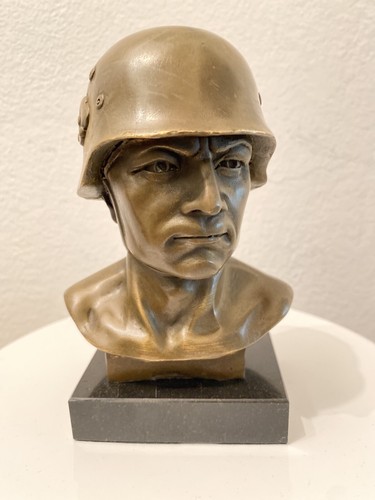 Antique Bronze Bust of a soldier of World War II Berlin Germany after Fisher - Picture 2 of 9