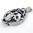 Skeleton Witch Mirror 316L Stainless Steel Wicca Pendant Necklace Set
