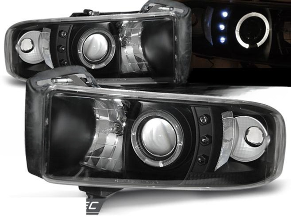 Scheinwerfer Paar Dodge Ram 94-01 Angel Eyes Schwarz-image