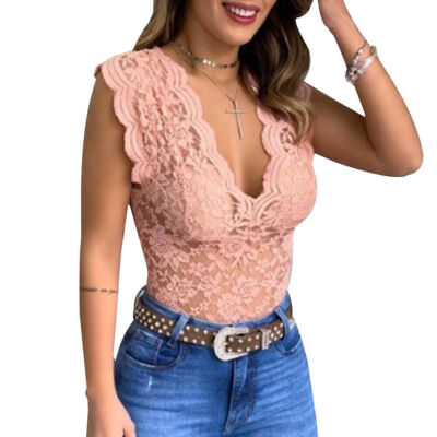 Sexy Womens Lace V Neck Tank Tops Ladies Stretch Slim Fit Vest T-Shirt Camisole