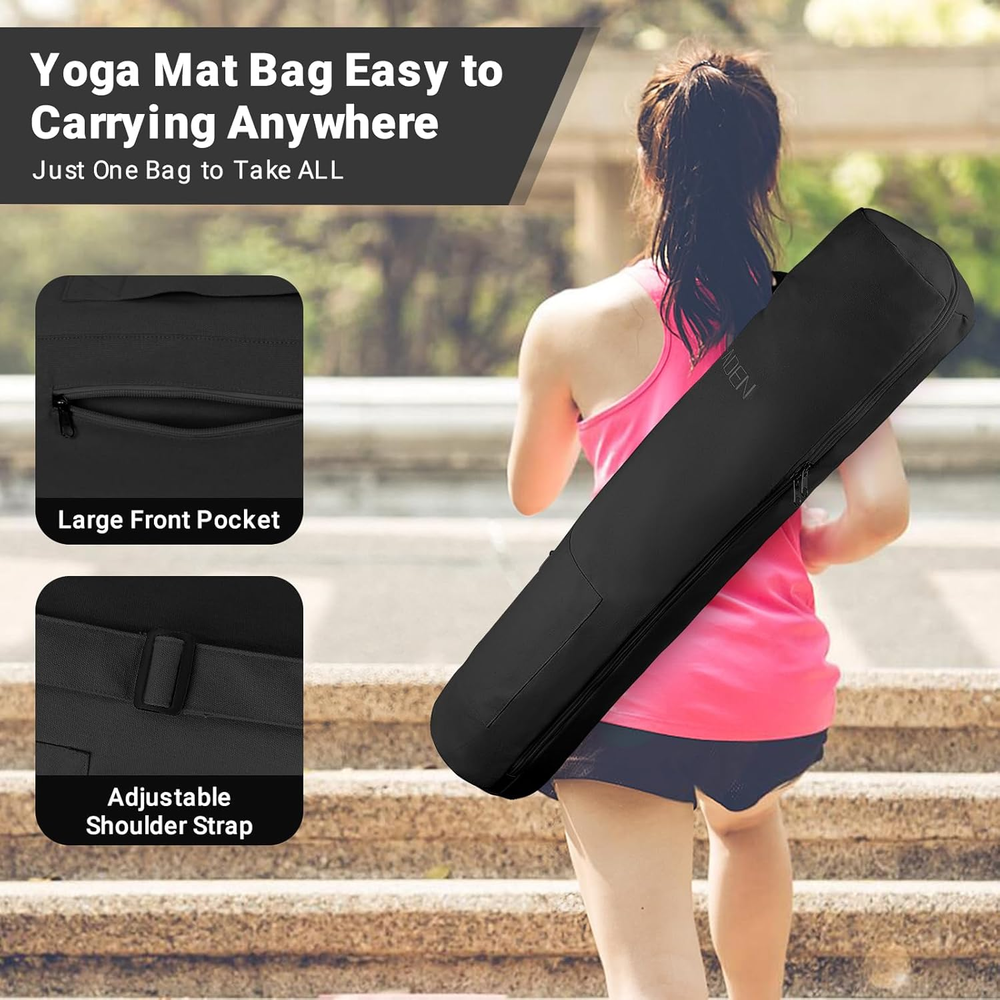 Eco-Friendly Canvas Yoga Mat Bag with Multi-Pocket Storage  
