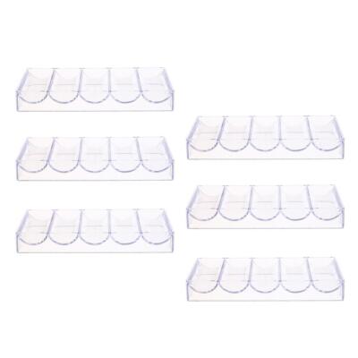 6 Stück Acryl Poker Chip Tablett Etui Halter Professionelles Casino Spiel Zubehör