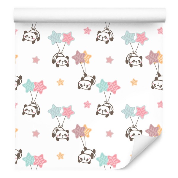 10M Vlies Tapete Kinderzimmer Himmel Pandas Sterne Ballons Bunt Xxl 1646-image