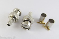 50 Sets 3 Piece BNC Male Crimp For RG59 RG-59 Coaxial RF Cable Connector Plugs