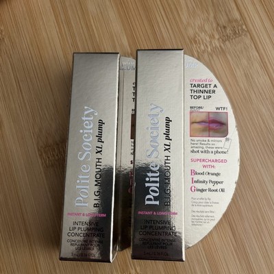 POLITE SOCIETY B.I.G. XL PLUMP INTENSIVE LIP PLUMPING CONCENTRATE LOT OF (2) NIB