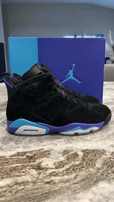 Size 10.5 - Air Jordan 6 Retro Aqua Black/Blue/Purple CT8529-004 Jordan Air Jordan 6 Retro Aqua Black/Purple/Blue Suede Men main image 3