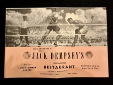 Authentic Jack Dempsey Autograph  Restaurant Menu  Personal Signature & Extras