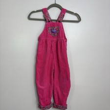 Vintage OshKosh B'gosh Pink Floral Corduroy Overalls Kids Size 4 Made in USA