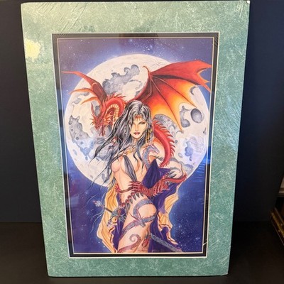 Signed Fantasy Dragon & Moon Art Print By Nene Thomas