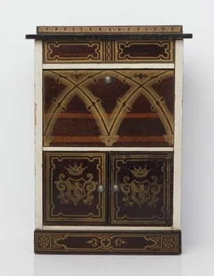 Antique German Dollhouse Schneegas Gothic Stenciled Secretary 1:12 Miniature