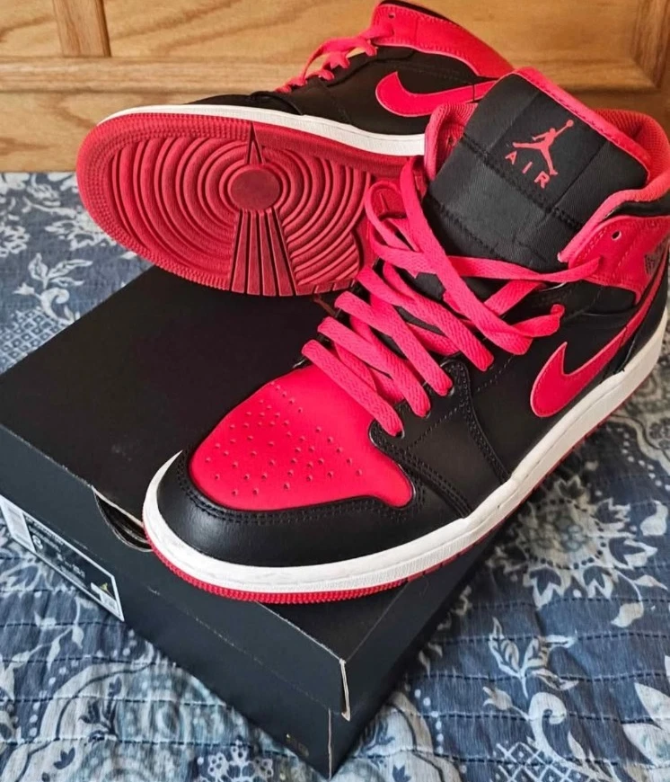 Jordan 1 Mid Black Red for Sale | Authenticity Guaranteed | eBay