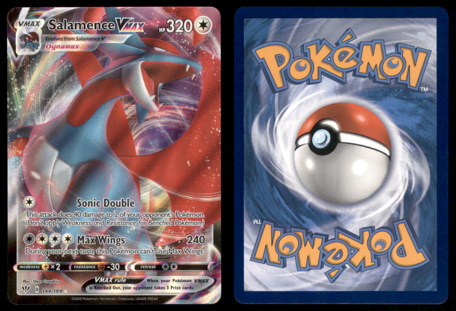 SALAMENCE VMAX 144/189 DARKNESS ABLAZE POKEMON NM