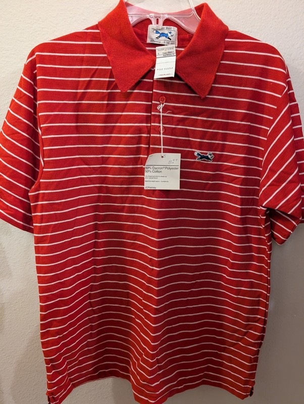 The Fox, Vintage JCP Men's Polo Shirt New With Tags, Large 42-44 Rare! Red, Logo