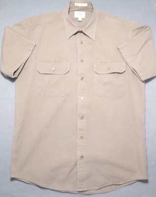 #ad #ad Cabelas Shirt Medium Beige Stonewash Canvas Roughneck Workwear Bush Outdoor $24.87