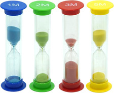 Sand Timer for Kids Set of 4 Small Colorful Multi Hour Glass Acrylic Covered C