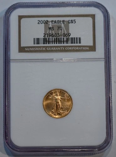 2002 Eagle $5 MS70 NGC Graded Gold Coin! 1/10th Oz with free shipping!!!
