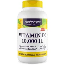 Healthy Origins Vitamin D3 10,000 Iu (250 mcg) 360 Sgels