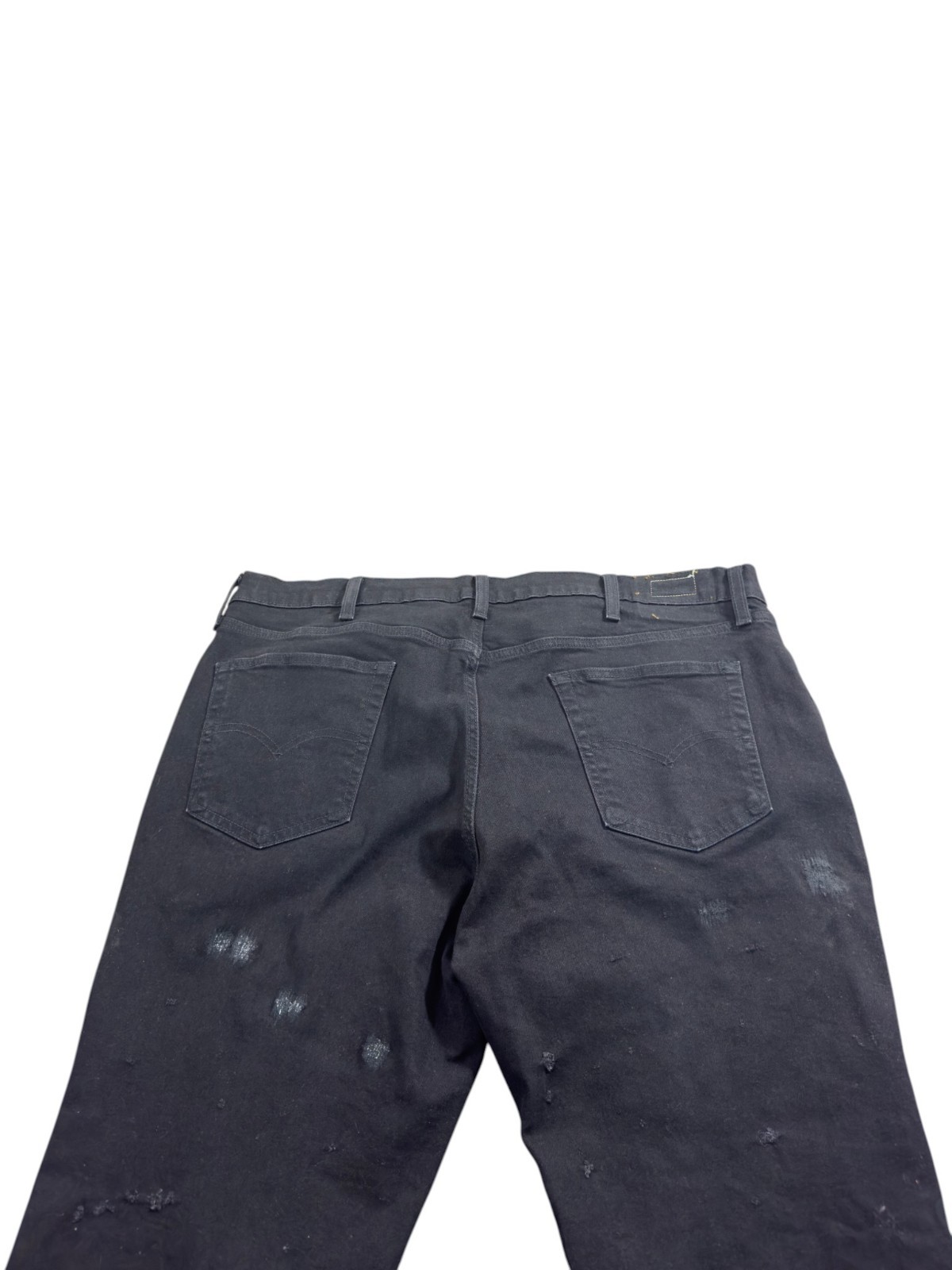 Levis Custom Distressed Panel Jeans Black Sashiko Embroidered Denim Size 42x32 image 4