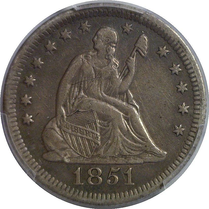 1851-O Seated Liberty Quarter PCGS VF-35 - Image 2 of 3