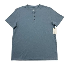 Sonoma Shirt Mens Large L Blue Essential Henley Short Sleeve Stretch NWT