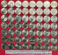 Complete 56 Coin Statehood State Quarter and US Territory Set UNCIRCULATED Coins