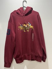 NWT Polo Ralph Lauren Men's Large Triple -Pony Fleece Hoodie. Color Red. 188