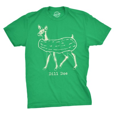 Mens Dill Doe T Shirt Funny Pickle Deer Tee for Guys