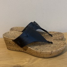 Vionic Cameron Wedge Platform Sandals Black Cork Sz 10