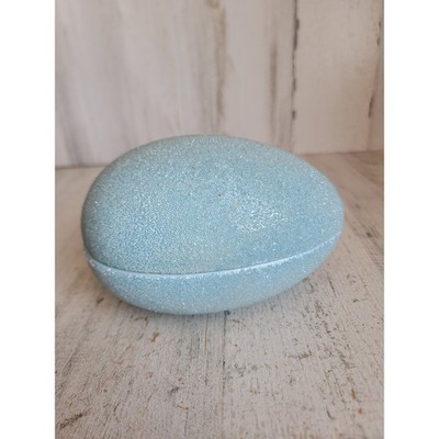 Easter light blue beaded egg-shaped covered trinket box spring home decor