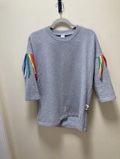 Aesthetic Laundry Grey Sweatshirt Small S Rainbow Fringe Sleeves Oversized Boxy