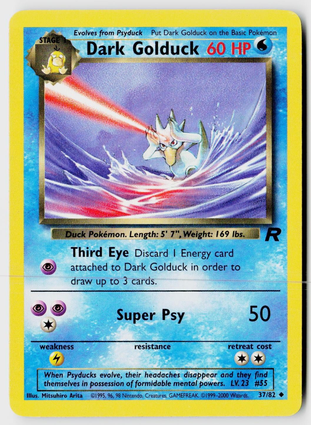 Dark Golduck 37/82 Uncommon Team Rocket Pokemon Unlimited Heavily Played