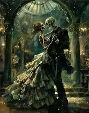 Skull Diamond Art Kits for Adults, Romantic Skeleton Lover Diamond Painting Kits