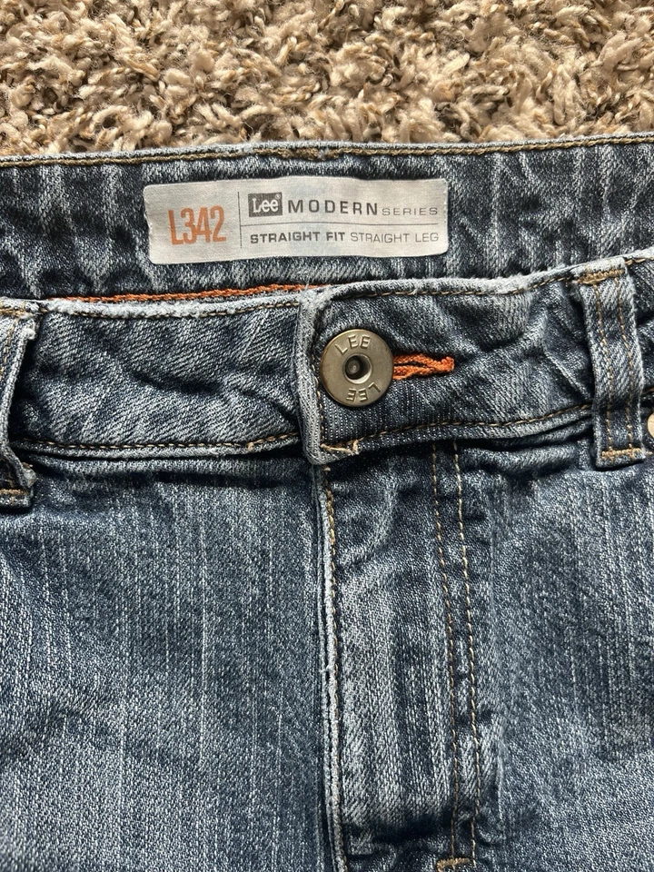 Pantalones de mezclilla Lee L342 Modern Series calce recto para hombre talla 36x31 azul lavado ácido Foto 3 de 4