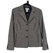 Vintage 90s Pendleton Houndstooth Virgin Wool Blazer 12 Gray Office Old Money